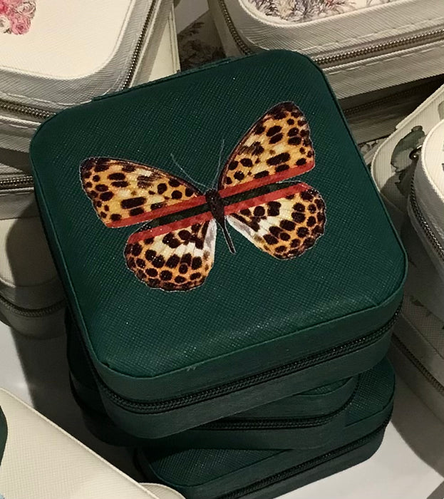 Travel Jewelry Box with Cheetah Butterfly Image