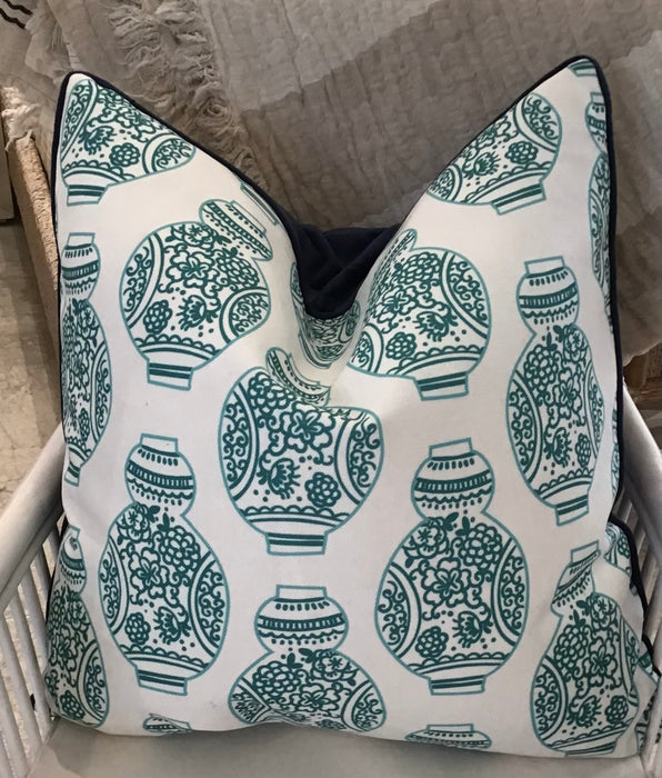 Green Ginger Jar Print Pillow