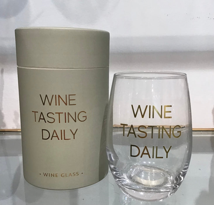 Stemless Wine Glass “Wine Tasting Daily”