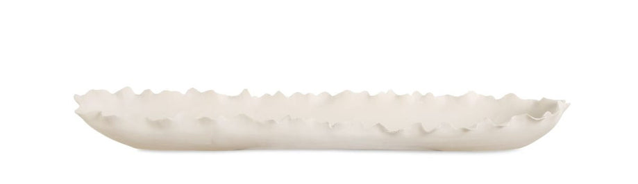 Matte Ceramic Ruffled Elongated Bowl