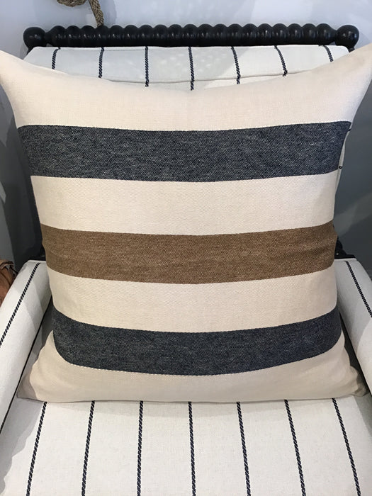 European Linen Black and Brown Striped Pillow