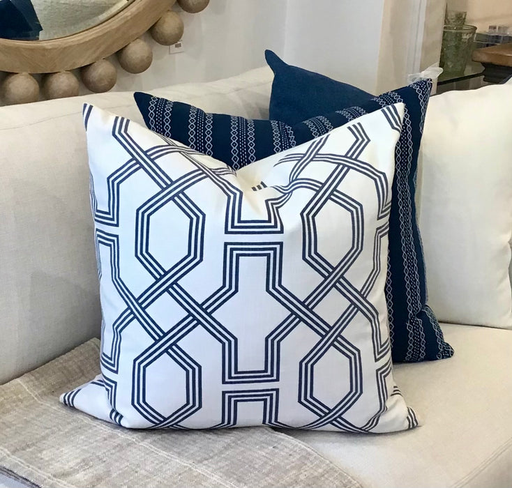 White and Navy Pillow