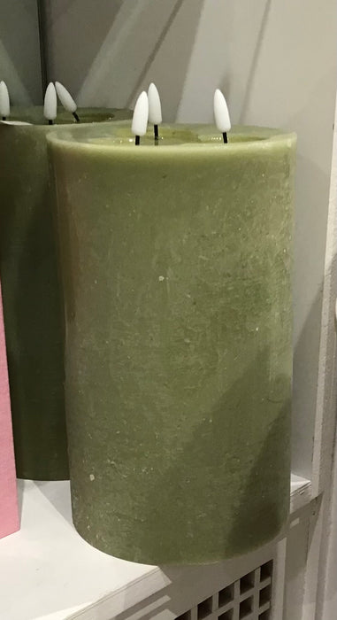 Large Green Flameless Candle -Three Wick