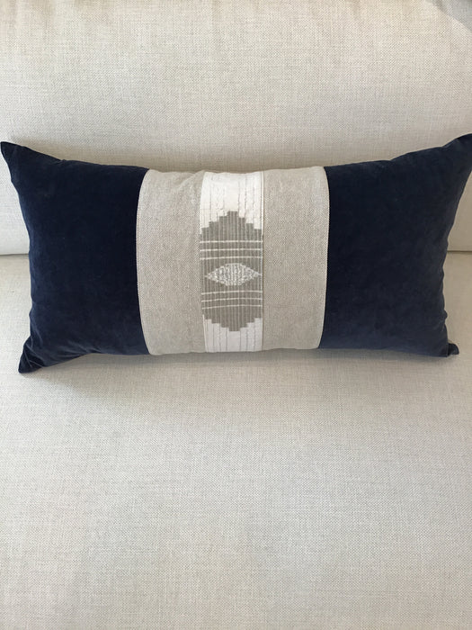 Velvet and Linen Lumbar Pillow