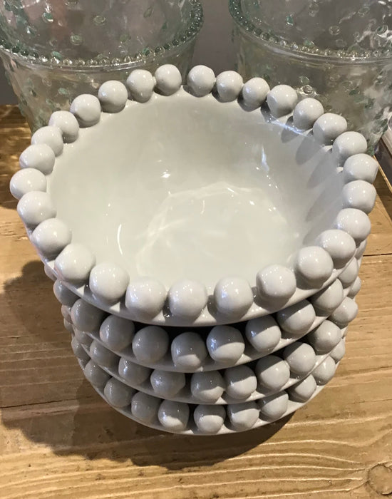 Gray Ceramic Beaded Bowl