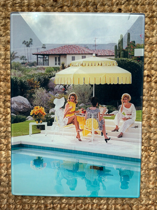 Board poolside umbrella table