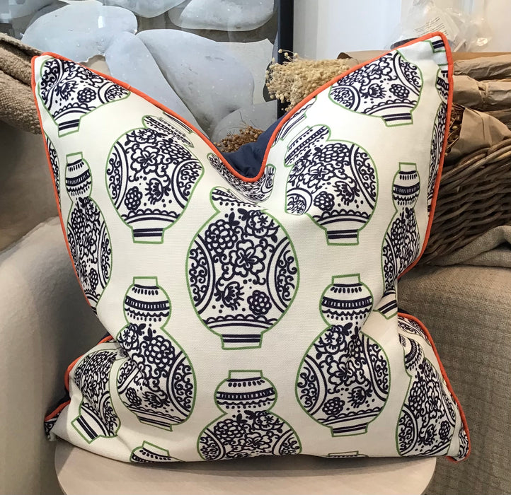 Blue Ginger Jar Print Pillow