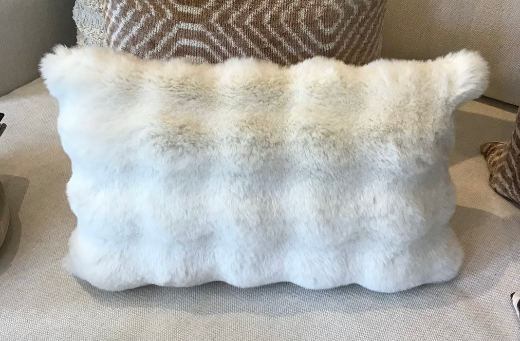 Ivory Faux Fur Lumbar Pillow