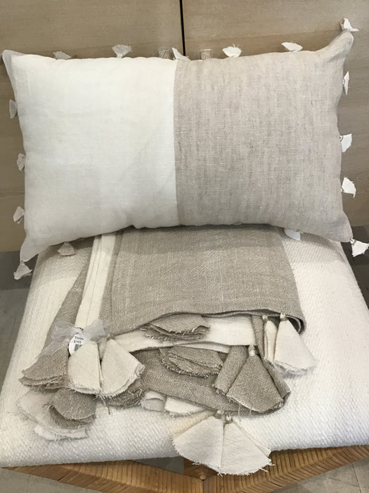 Linen Tasseled Lumbar Pillow