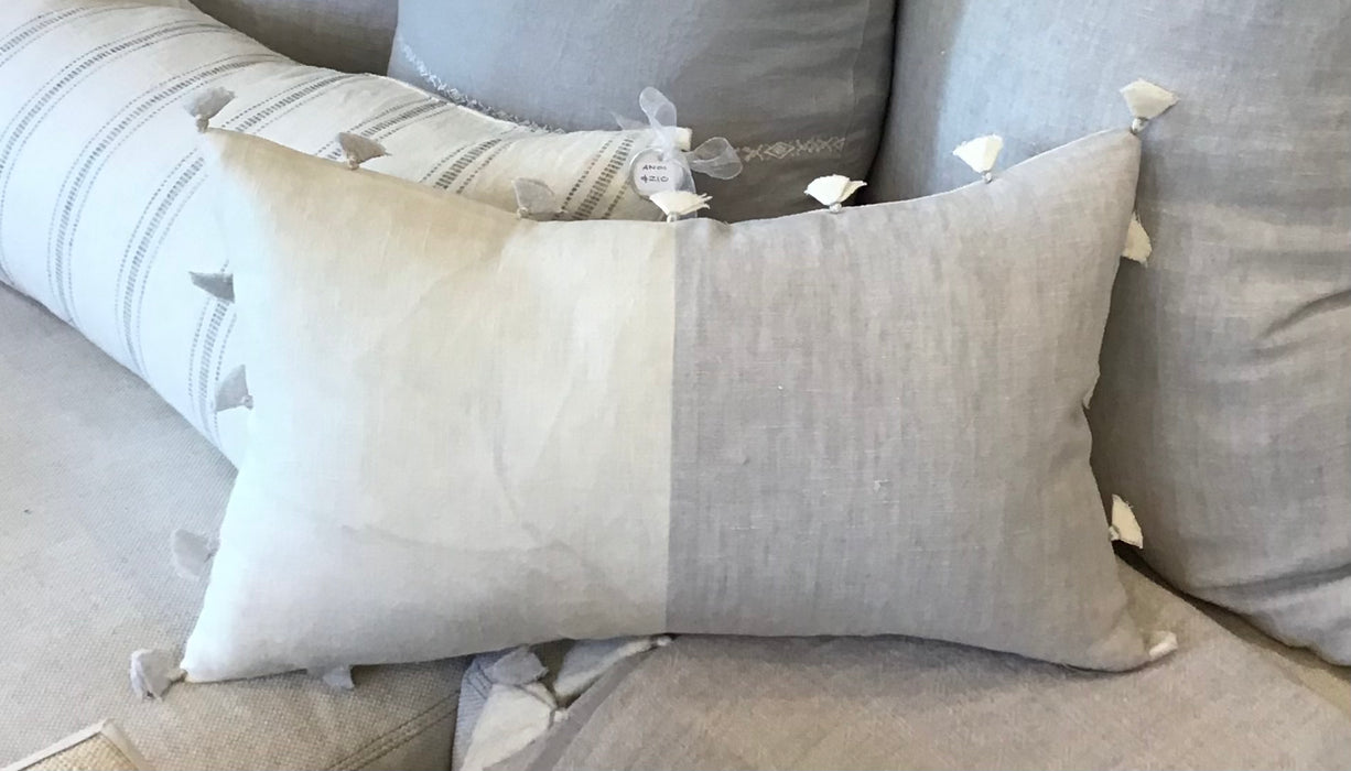 Linen Lumbar Pillow With Tassels