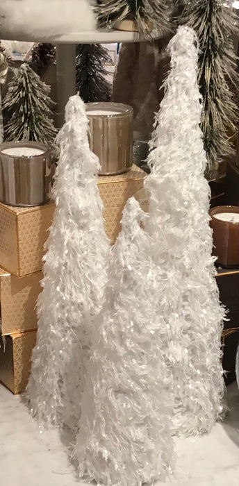 White and Silver Fur Trees- Set of Three